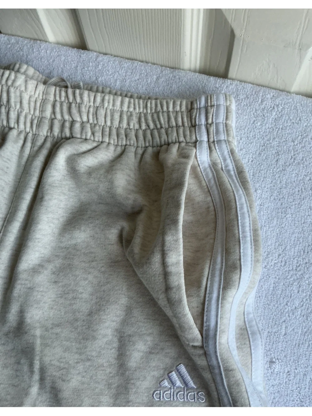 adidas Kids Light Gray Wide-Leg Sweatpants with White Stripes